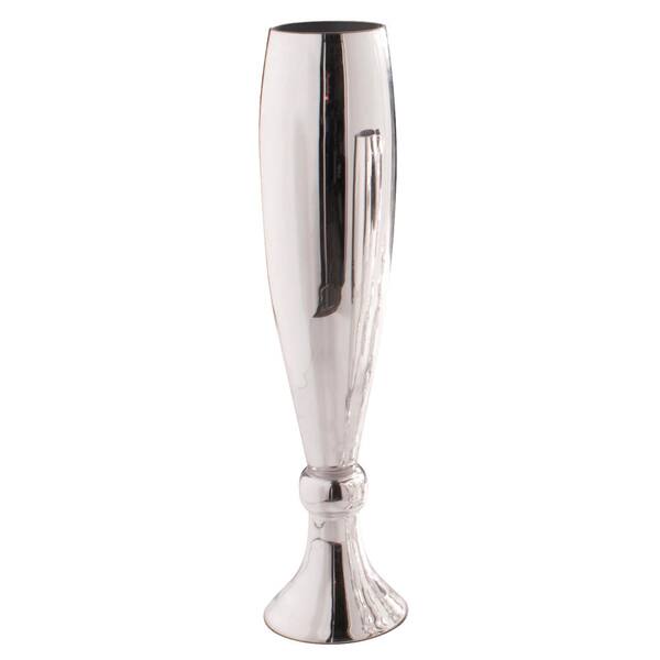 Unbranded Fluted Hand-Blown Silver Glass Decorative Vase Small