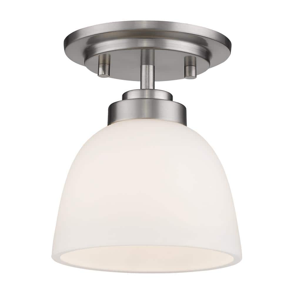Brushed Nickel 6" Flush Mount Light with Matte Opal Shade