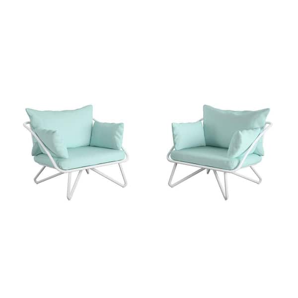 Novogratz Teddi Outdoor Lounge Chairs, 2-Piece, Aqua Haze