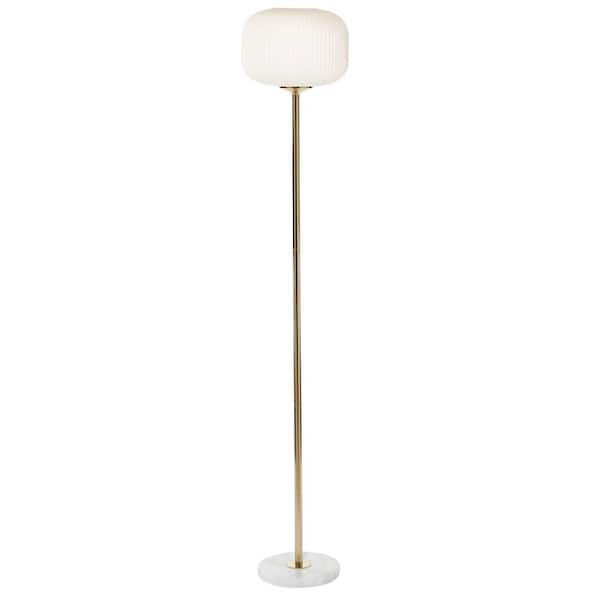 CosmoLiving by Cosmopolitan 64 in. White Metal Floor Lamp with Round Ribbed Shade