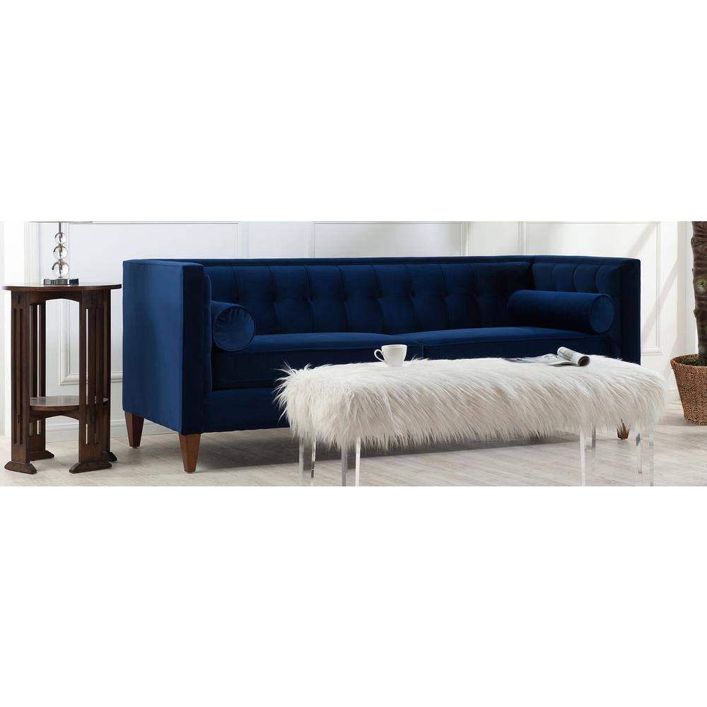 Elegant Navy Blue Velvet Chesterfield Sofa with Tufted Accents