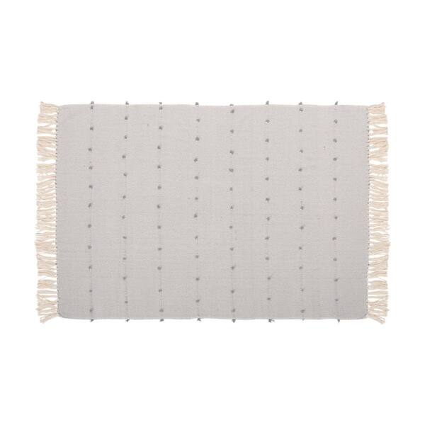 Noble House Roden Grey and Natural Fabric Throw Blanket