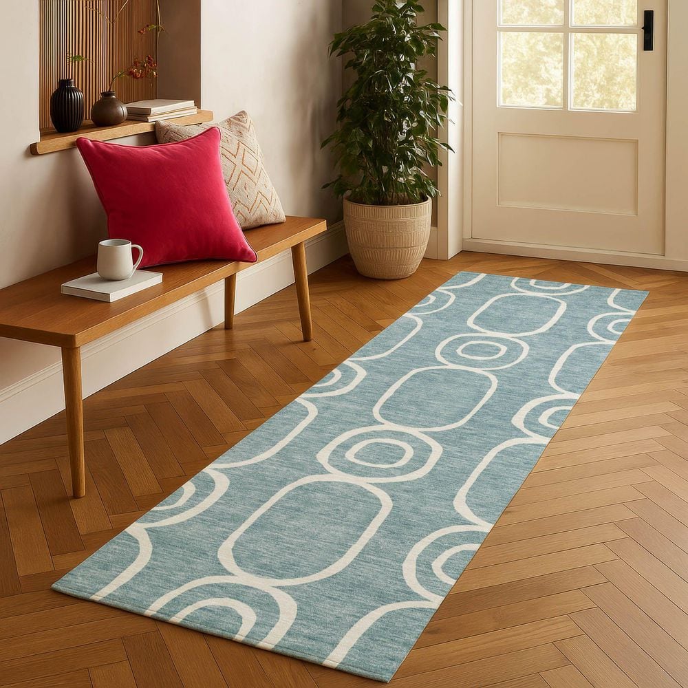 Chantille Machine Washable Indoor/Outdoor Abstract ACN2344 Aqua 2 ft. 3 in. x 7 ft. 6 in. Runner Rug price history on PriceWatchPro