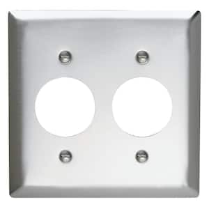 Pass & Seymour 302/304 S/S 2 Gang 2 Single Receptacle Wall Plate, Stainless Steel (1-Pack)