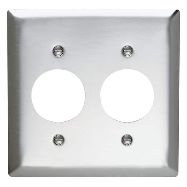 Legrand Pass & Seymour 302/304 S/S 2 Gang 2 Single Receptacle Wall Plate, Stainless Steel (1-Pack)