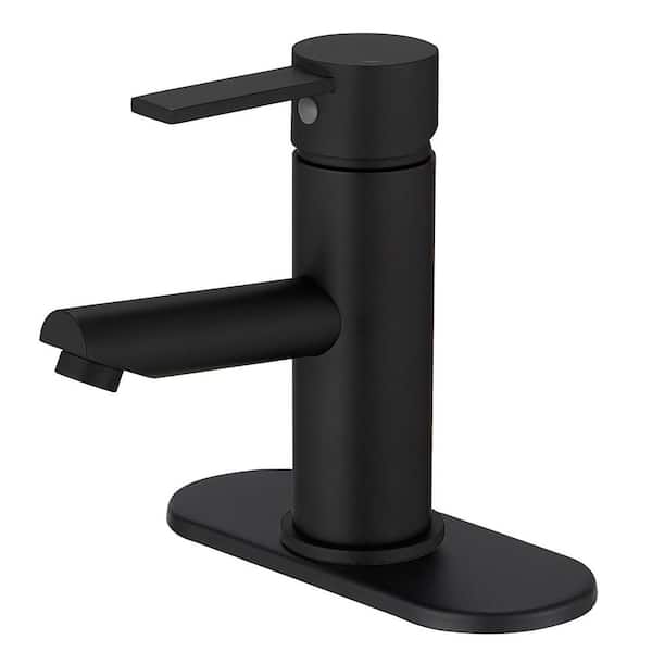 Single Handle Single Hole Bathroom Faucet in Matte Black