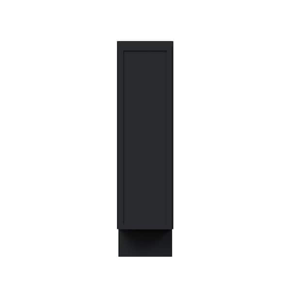 9 in. W x 24 in. D x 34.5 in. H RTA Solid Wood Frame Shaker Full Height Door Kitchen Cabinet in Ebony Black