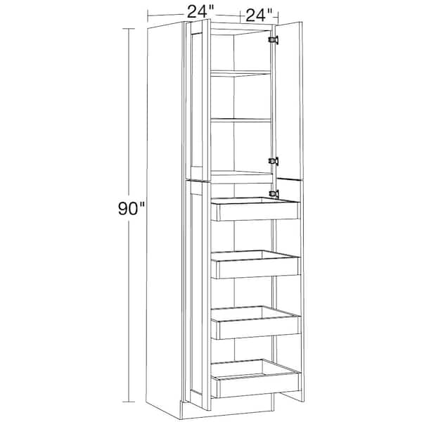 Home Decorators Collection Washington Vesper White Plywood Shaker Assembled Pull Out Pantry Kitchen Cabinet Sft CLS 9.5 in W x 24 in D x 34.5 in H