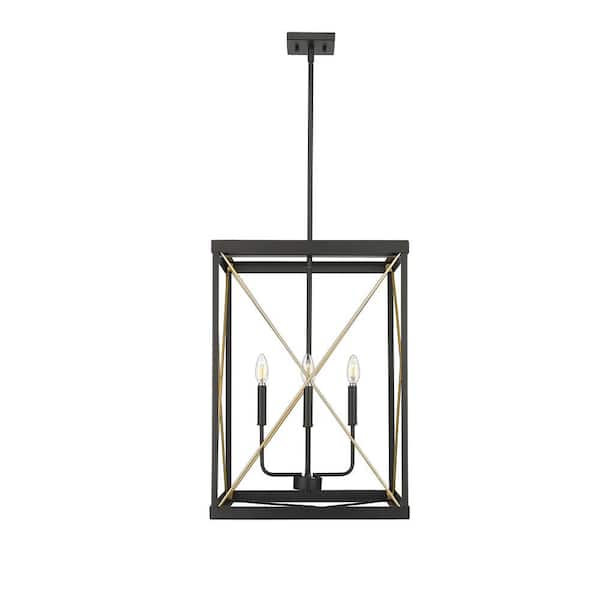 Terni 4-Light 18 in. Matte Black/Painted Modern Gold Pendant-Light