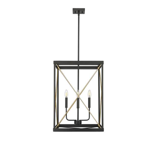 Terni 4-Light 18 in. Matte Black/Painted Modern Gold Pendant-Light
