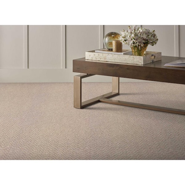 Embrace Oatmeal Brown 13.2 ft. 42 oz. Wool Loop Installed Carpet