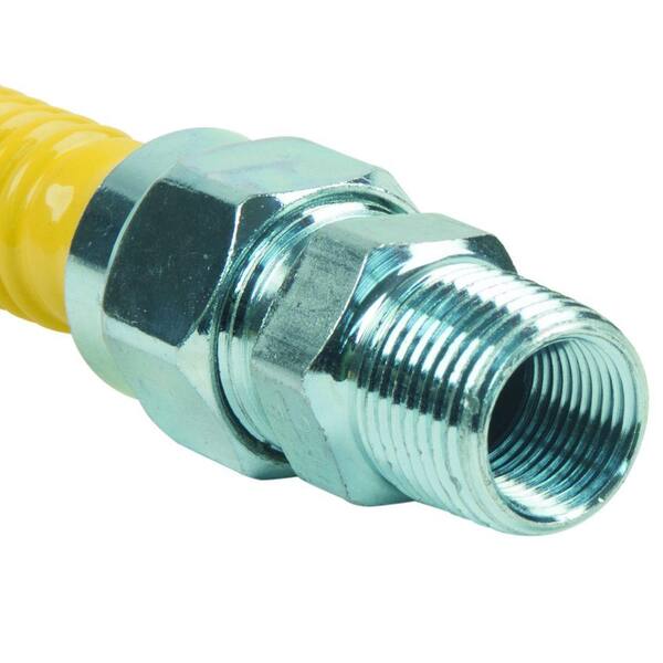 BrassCraft ProCoat 1/2 in. MIP x 3/4 in. FIP Angle Ball Valve x 48 in. Stainless Steel Gas Connector 5/8 in. O.D. (106,000 BTU)