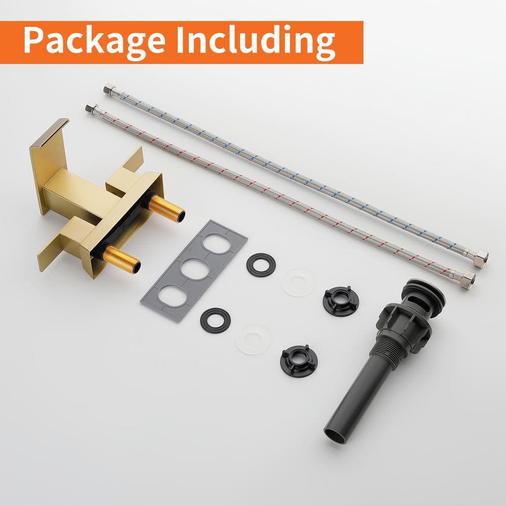 Brushed Gold Stainless Steel Double Handle Bathroom Faucet