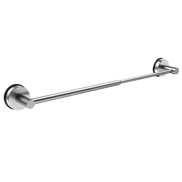 Stainless Steel 24 in. Suction Cup Wall Mounted Towel Bar in Silver for Bathroom, Length Adjustable (Pack of 2)