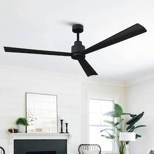 52 in. Indoor Modern Matte Black Ceiling Fan with Remote Control and DC Reversible Motor