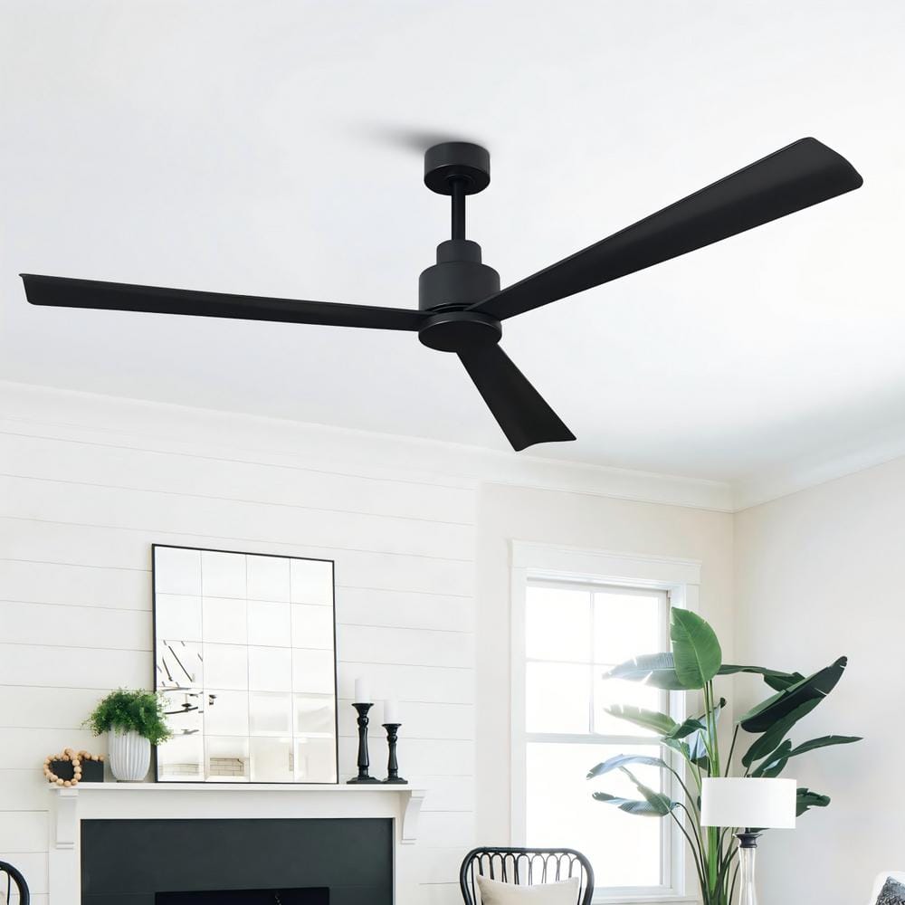 52-Inch Matte Black Reversible 3-Blade Ceiling Fan with Remote