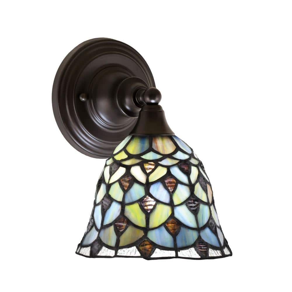 Fulton 1-Light Espresso Wall Sconce, 7 in. Crescent Art Glass