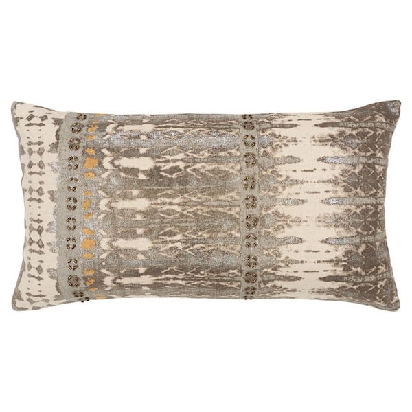 Gray Solid Polyester 14 in. x 26 in. Throw Pillow