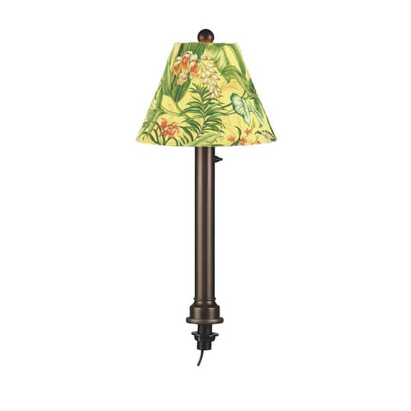 Patio Living Concepts Catalina 28 in. Outdoor Bronze Umbrella Table Lamp with Natural Linen Shade