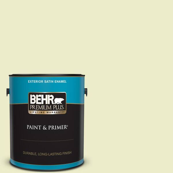 BEHR PREMIUM PLUS 1 gal. #P360-2 Iced Green Apple Satin Enamel Exterior Paint & Primer