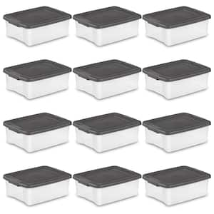 Sterilite 25-Quart Shelf Tote with Flat Gray Lid and Platinum Latches (12  Pack) 12 x 19363V06 - The Home Depot