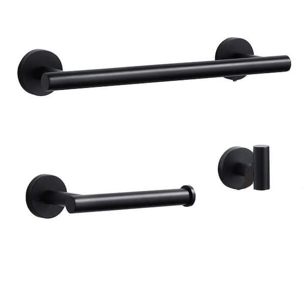 3-Piece Bath Hardware Set with Mounting Hardware in Black