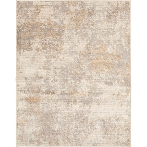 Home Decorators Collection Medina Beige 8 ft. x 10 ft. Abstract ...