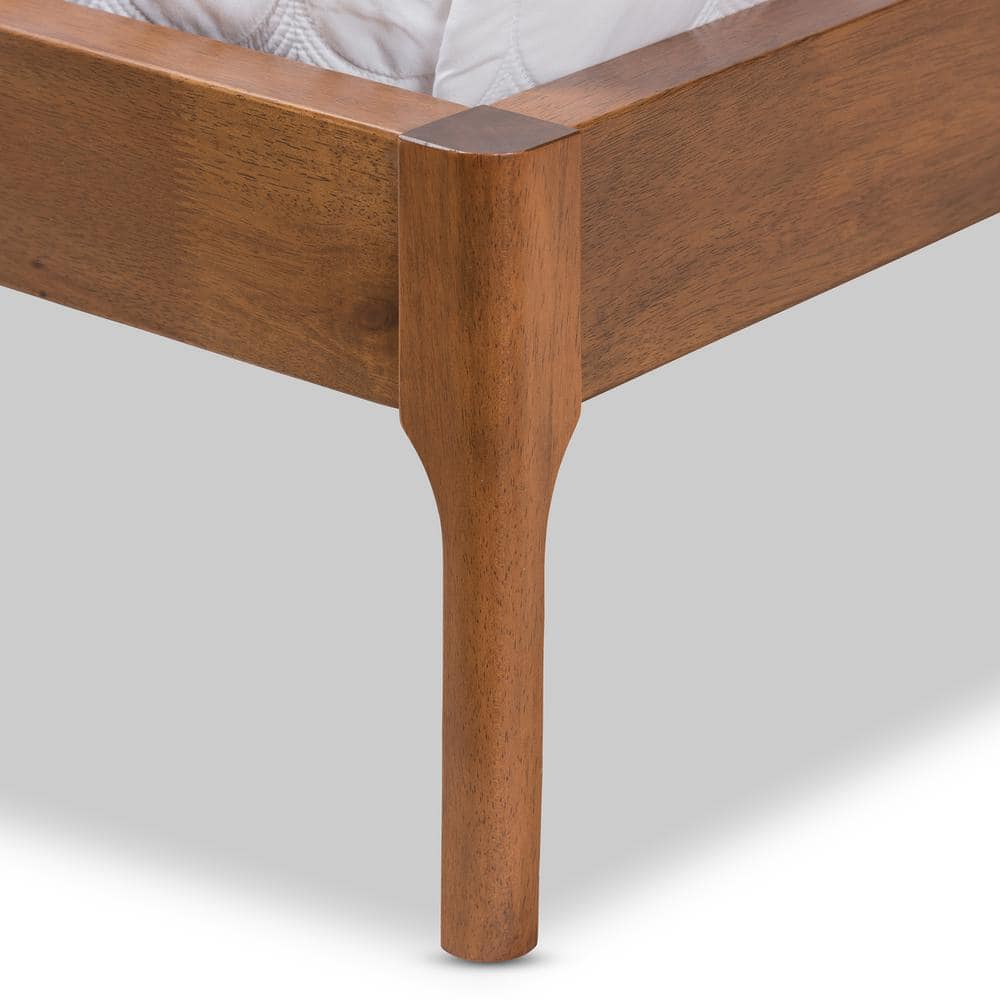 Brooklyn Mid-Century Walnut Wood Upholstered Full Bed with Tufted Headboard