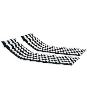 2-Piece Outdoor Patio Chaise Lounge Chair Cushion Replacement Seat Cushion, Black/White