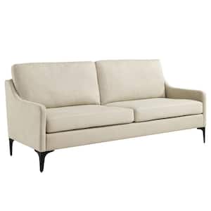 Corland 74 in. Slope Arm Upholstered Fabric Sofa in Beige