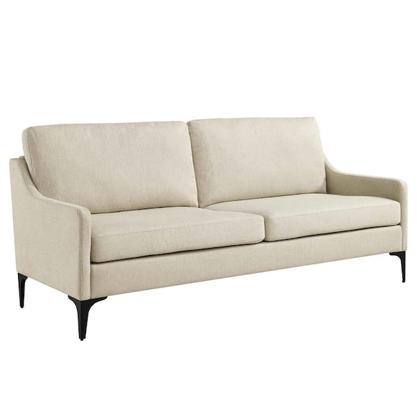 MODWAY Corland 74 in. Slope Arm Upholstered Fabric Sofa in Beige