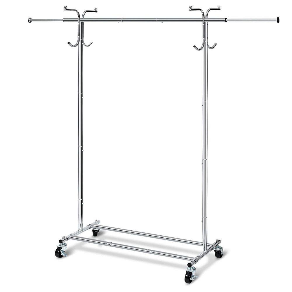Chrome Steel Adjustable Garment Clothes Rack 43 in. W x 62 in. H, Grey
