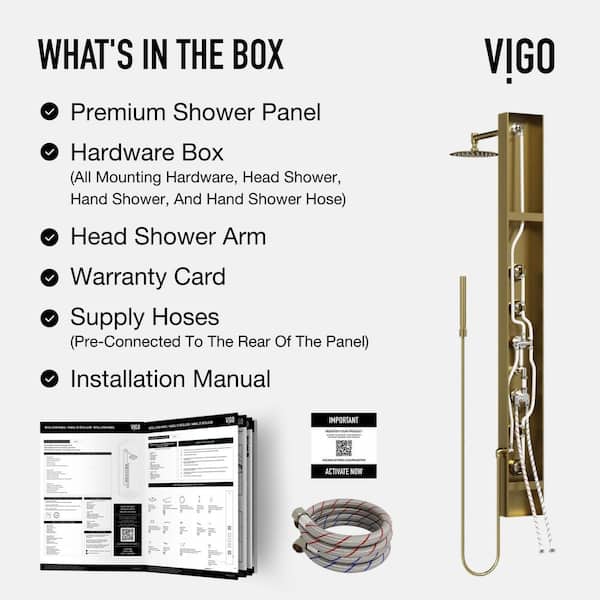 VIGO Ellington 59 in. H x 6 in. W 4-Jet Shower Panel System with