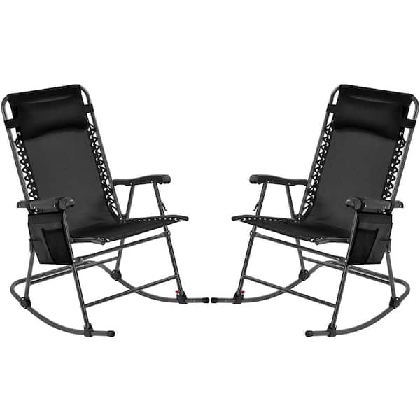 Yaheetech Patio Black Metal Outdoor Rocking Chair
