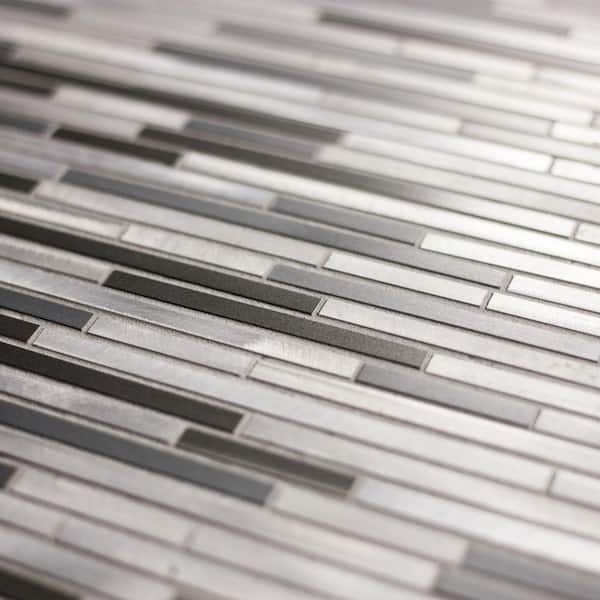 City Lights New York Gray 12 in. x 16 in. Thin Linear Aluminum Metal Mosaic Wall Tile (15 sq. ft./Case)