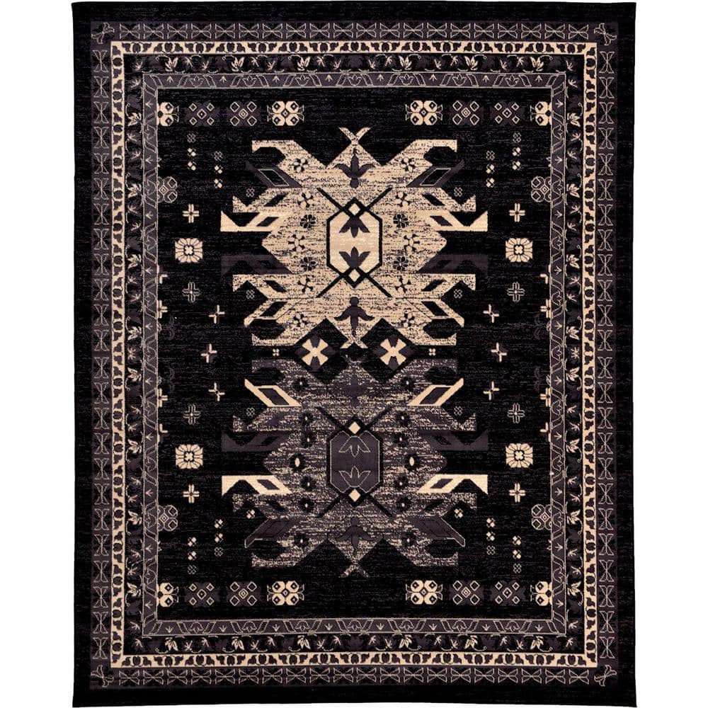 Taftan Oasis Black 8' 0 x 10' 0 Area Rug -  Unique Loom, 3119145