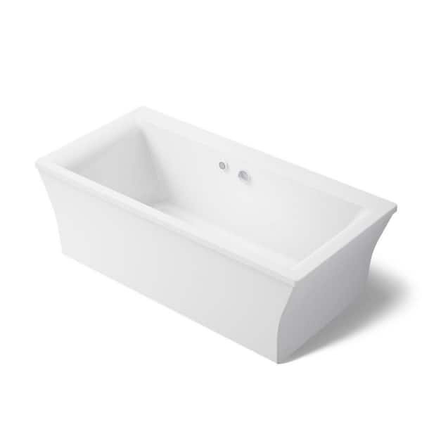 Stargaze 72 in. x 36 in. Soaking Bathtub with Center Drain in White, Bask Fluted
