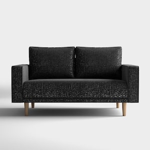Megan 63.5 in. Black Boucle Polyester Fabric Modern 2-Seater Loveseat With Pocket Coil Cushions