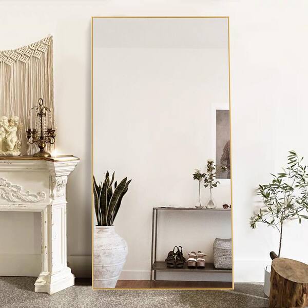 Jl Creation 71in X 31 5in Modern Gold Rectangle Framed Full Length Floor Leaning Mirror Ine 80 The Home Depot Jl Creation 71in X 31 5in Modern Gold, Gold Full Length Mirror Home Depot