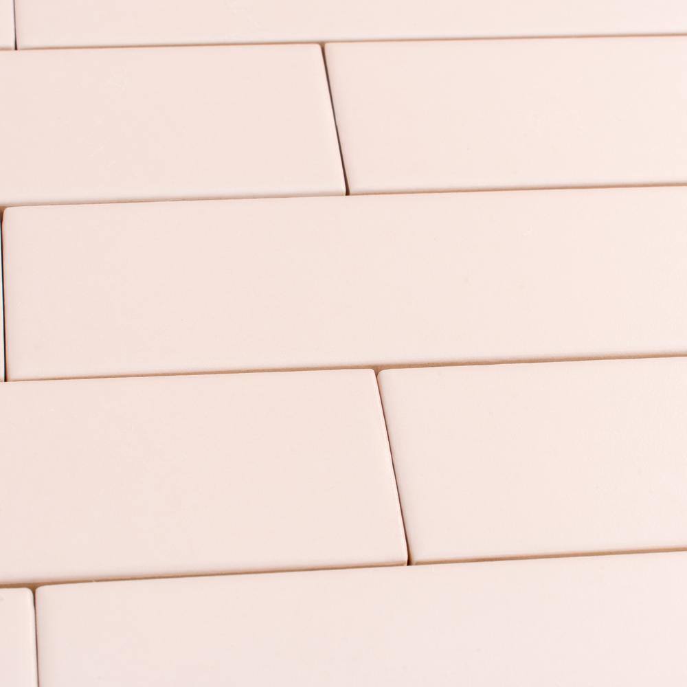 Matte Pink Ceramic Subway Tile 2" x 8"