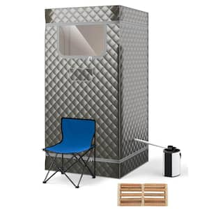 1-Person Indoor Metal Portable Steam Sauna for Full Body with 3 l Steam Generator in Grey