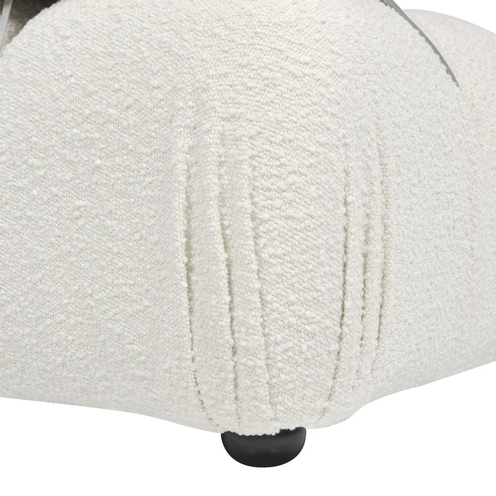 Ivory White Bouclé 3-Piece Tufted Lawson Sofa with Wood Frame