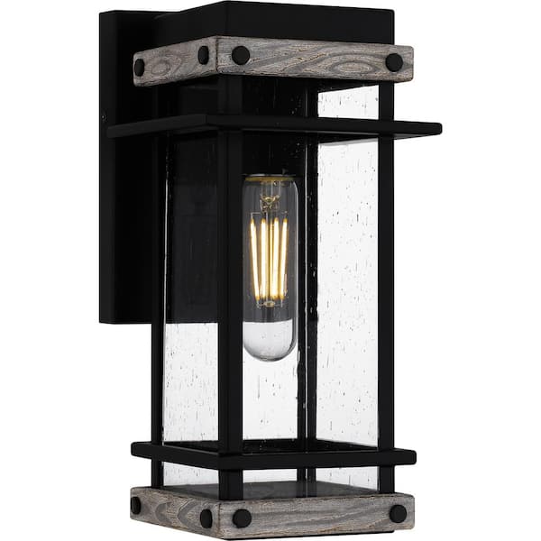 Quoizel Strader 11.5 in. Matte Black Hardwired Outdoor Wall Lantern Sconce