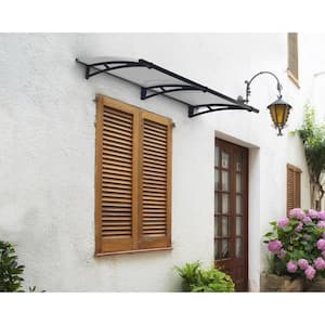 Aquila 3 ft. x 7 ft. Gray/Clear Door and Window Fixed Awning