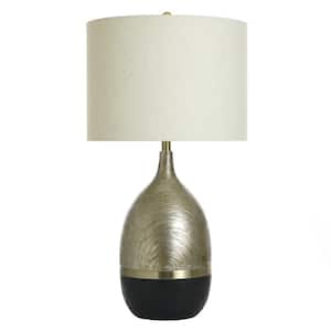 32 in. Gold Urn Task and Reading Table Lamp for Living Room with Yellow Cotton Shade