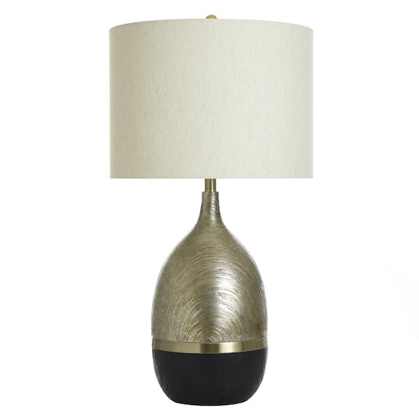 StyleCraft 32 in. Gold Urn Task and Reading Table Lamp for Living Room with Yellow Cotton Shade