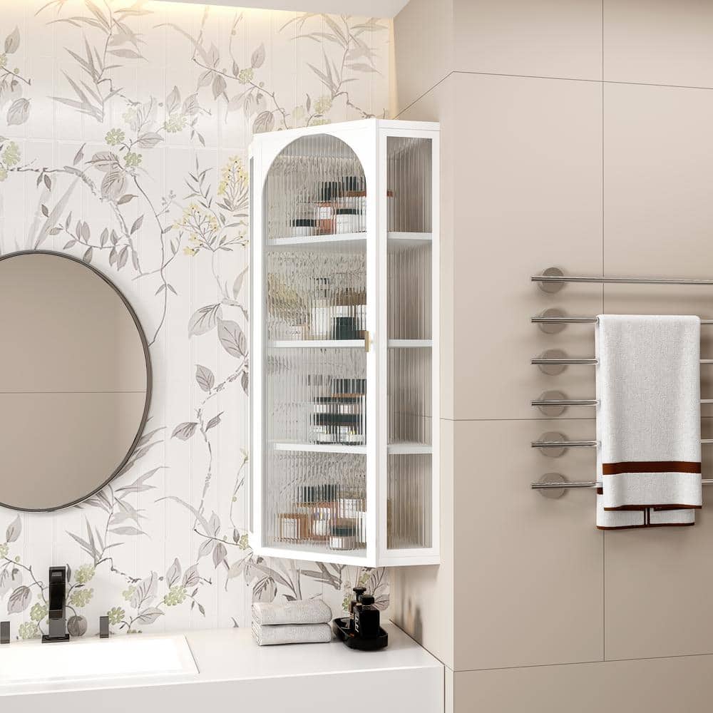 23 in. W x 15 in. D x 41 in. H Bathroom Storage Wall Cabinet in White Wall 