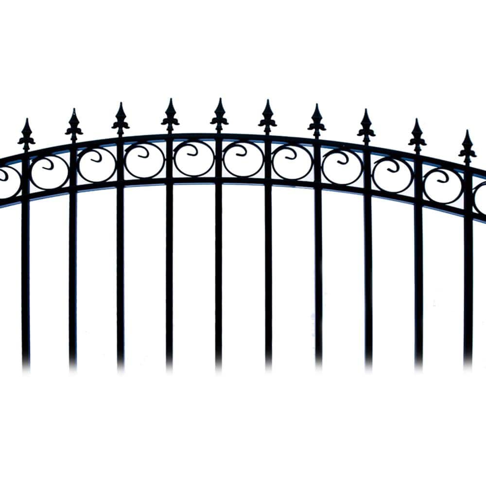 Prague Style Black Steel Dual Driveway and Pedestrian Gate