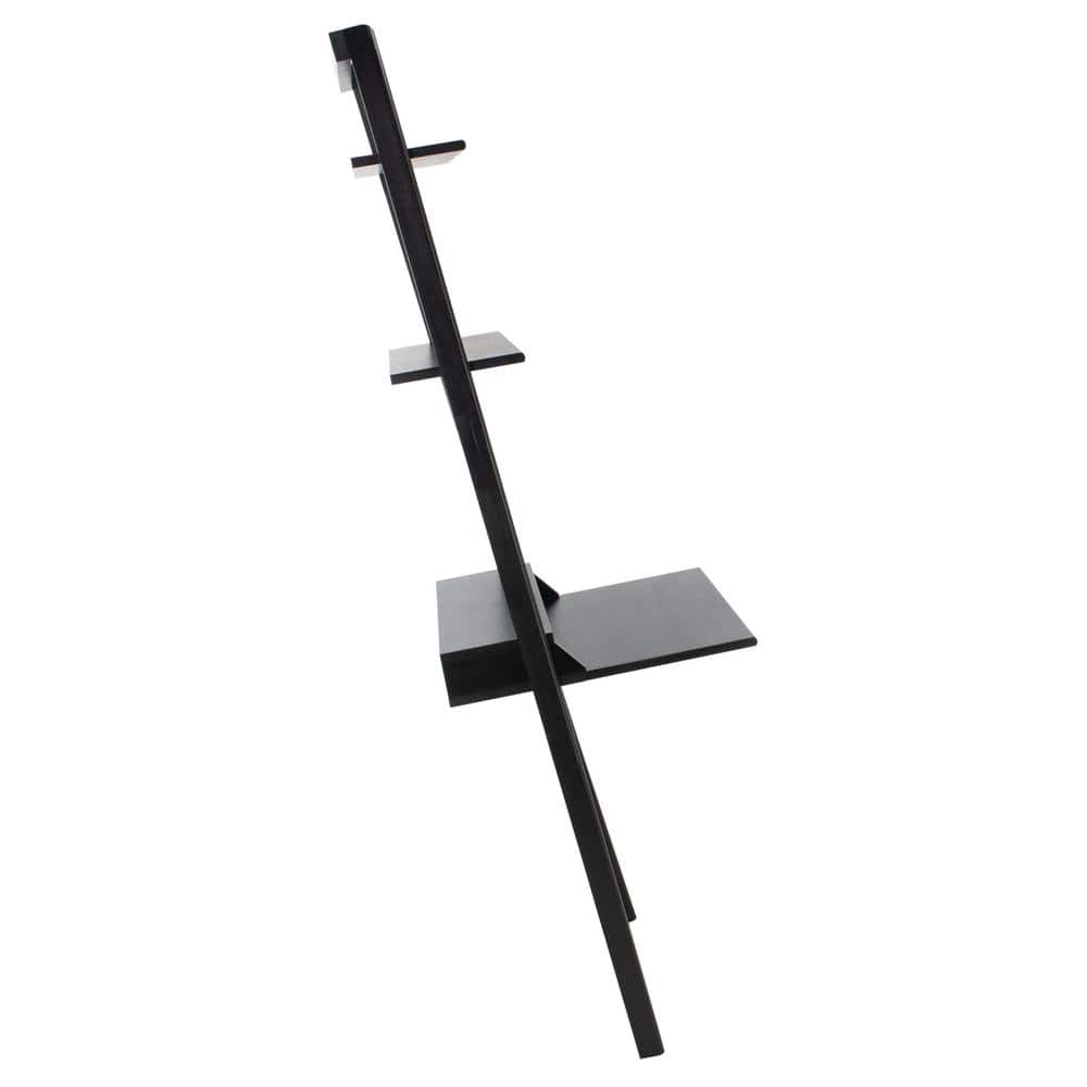 Black Mahogany 2-Shelf Leaning Desk