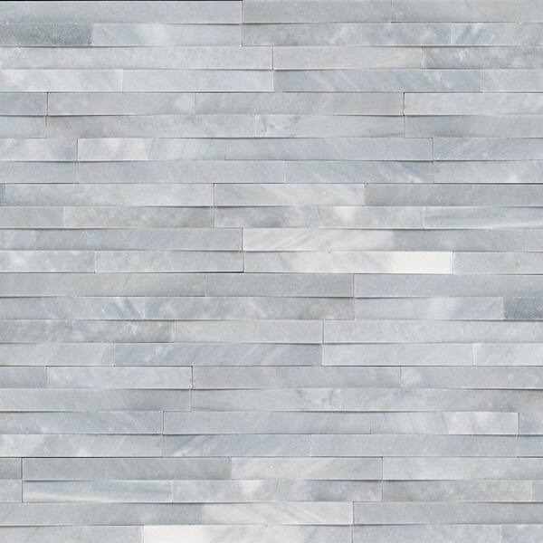 MSI Take Home Tile Sample-Cosmic Gray 3D Ledger Panel 4 in. x 4 in. Honed Marble Wall Tile